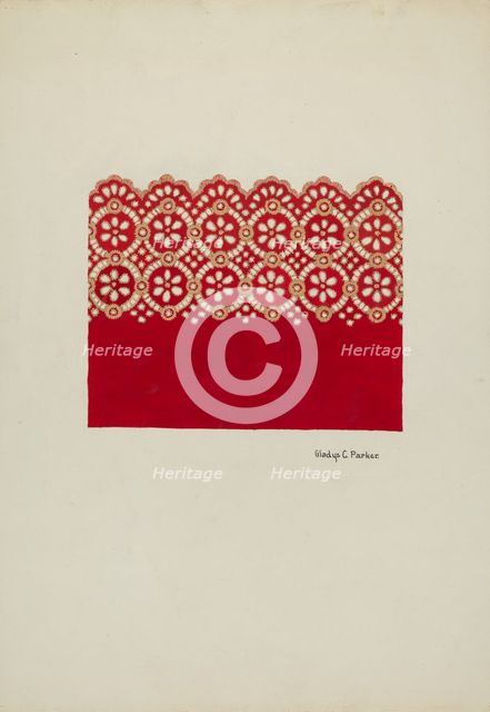 Embroidery for Dress, c. 1936. Creator: Gladys C. Parker.