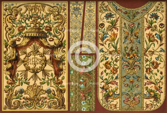 Embroidery, leather tapestry, goldsmith's work, 17th, 18th and 19th centuries, (1898). Creator: Unknown.