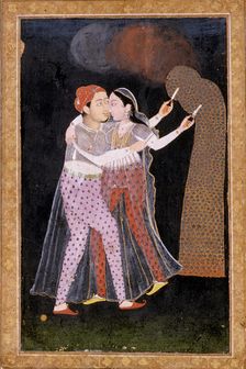 Embracing Lovers with Sparklers, c1775. Creator: Unknown