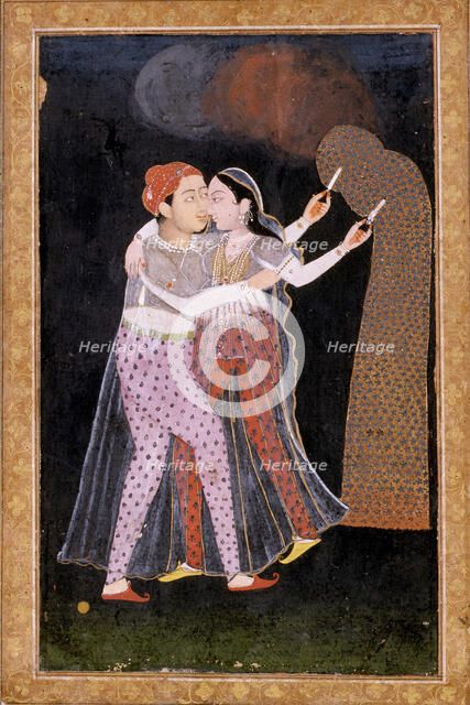 Embracing Lovers with Sparklers, c1775. Creator: Unknown.