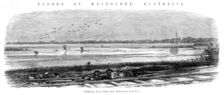Emerald Hill, from the Suburban Railway - Floods at Melbourne, Australia, 1864