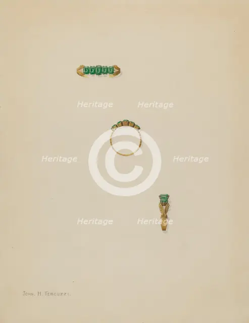Emerald Ring, c. 1938. Creator: John H. Tercuzzi.
