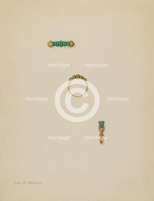 Emerald Ring, c. 1938. Creator: John H. Tercuzzi.