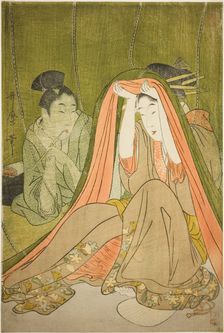 Emerging from a Mosquito Net, Japan, c. 1797/1800. Creator: Kitagawa Utamaro