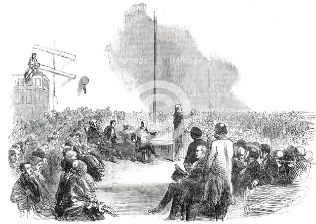 Emigration to Australia - Farewell Group Meeting of the Family Colonisation Loan Society, 1850. Creator: Ebenezer Landells.