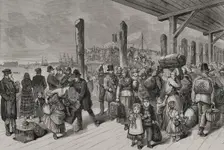Emigration of European Mormon to the United States, New York, 1878. Creator: Unknown