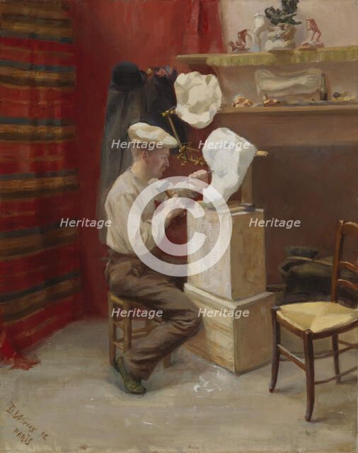 Emil Wikström in His Studio in Paris, 1892. Creator: Dora Wahlroos.