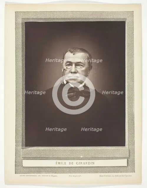 Emile De Girardin [French journalist, publicist and politician], 1875/77. Creator: Fontaine.