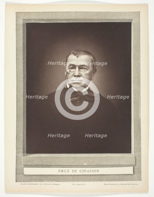 Emile De Girardin [French journalist, publicist and politician], 1875/77. Creator: Fontaine.