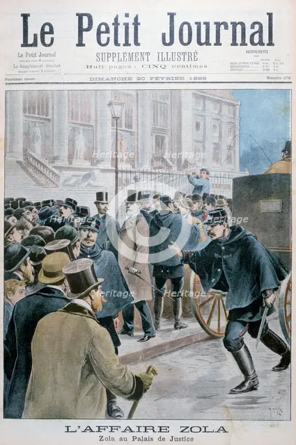 Émile Zola affair, being taken to the Palais de Justice, Paris, 1898. Artist: Henri Meyer