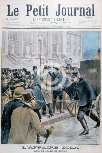 Émile Zola affair, being taken to the Palais de Justice, Paris, 1898. Artist: Henri Meyer