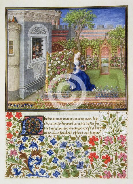 Emilia in her garden, 1468. Artist: Unknown