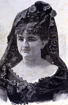 Emilia Pardo Bazán (1851-1921), Galician writer at the age of 30 years, engraving