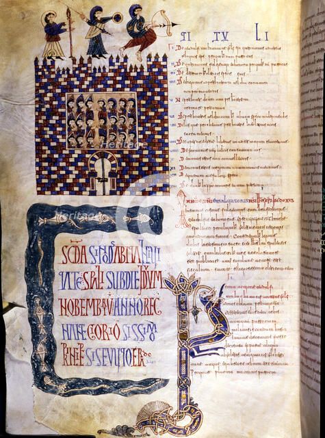 Emilianense Codex. Page with an illustration of the Seville Council II.
