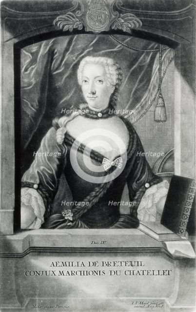 Émilie du Châtelet, 18th century French mathematician, physicist, and author. Creator: Unknown.