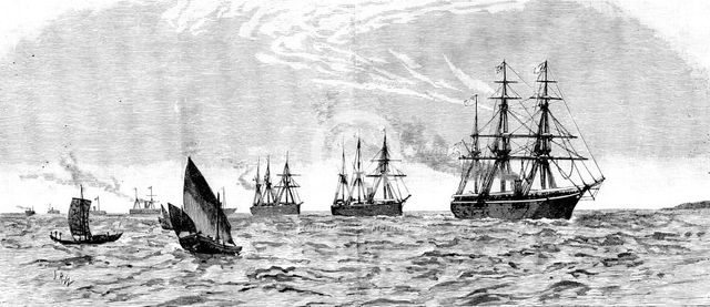 ...Emin Pasha Relief Expedition: British and German naval squadrons escorting Mr. Stanley..., 1890. Creator: Unknown.