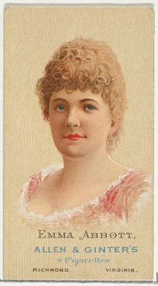 Emma Abbott, from World's Beauties, Series 2 (N27) for Allen & Ginter Cigarettes, 1888., 1888. Creator: Allen & Ginter
