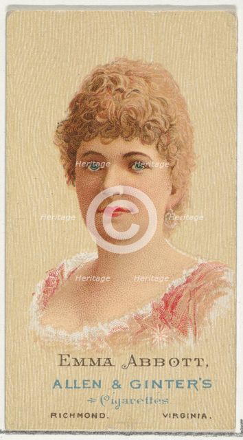 Emma Abbott, from World's Beauties, Series 2 (N27) for Allen & Ginter Cigarettes, 1888., 1888. Creator: Allen & Ginter.