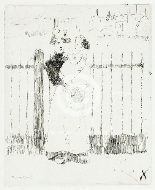 Emma and Her Baby, Chelsea Embankment, 1888-89. Creator: Theodore Roussel.