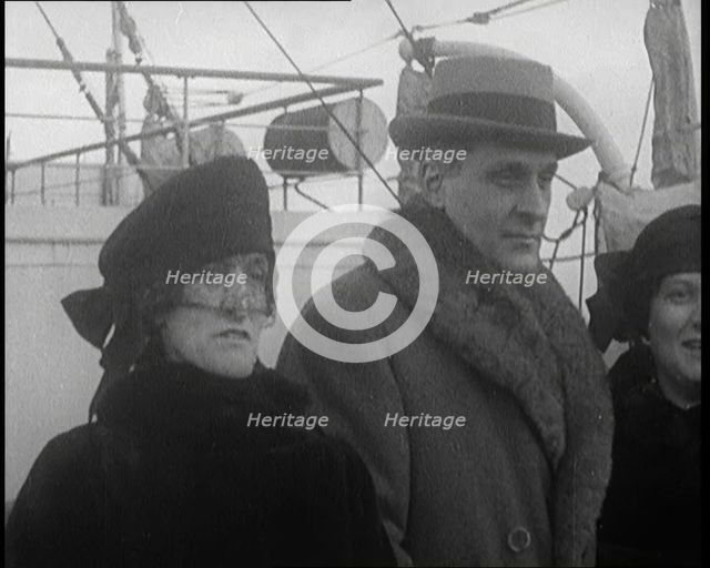 Emma Asquith, Countess of Oxford and Asquith on Deck of a Ship, 1921. Creator: British Pathe Ltd.