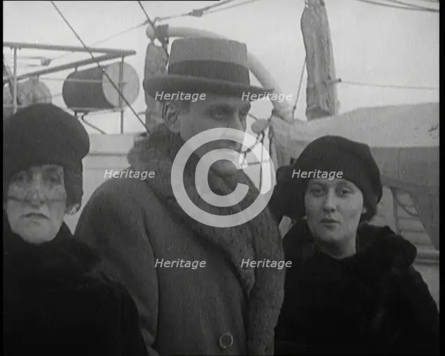 Emma Asquith, Countess of Oxford and Asquith on Deck of a Ship, 1921. Creator: British Pathe Ltd.
