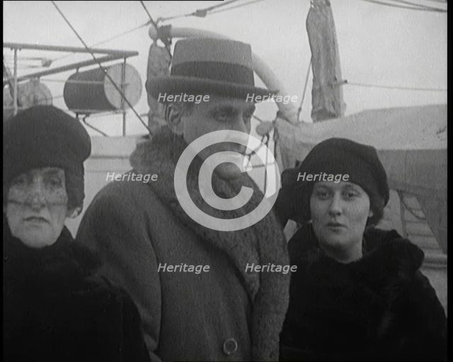 Emma Asquith, Countess of Oxford and Asquith on Deck of a Ship, 1921. Creator: British Pathe Ltd.