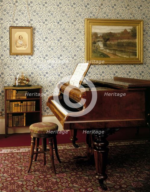 Emma Darwin's piano in the drawing room at Down House, Downe, Greater London, 1998. Artist: J Bailey
