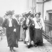 Emmeline & Christabel Pankhurst released from Holloway Gaol, London, 1908