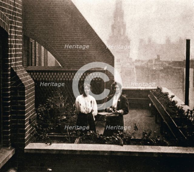 Emmeline and Christabel Pankhurst, British suffragettes, London, 12 October 1908. Artist: Unknown