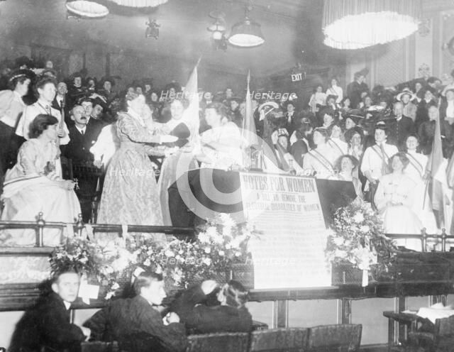 Emmeline Pankhurst, Langham Place, London, 14th January 1909. Artist: Unknown