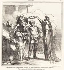 Empédocle reçevant...les honneurs divins pour avoir désinfecté un fleuve, 1866. Creator: Honore Daumier