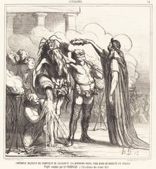 Empédocle reçevant...les honneurs divins pour avoir désinfecté un fleuve, 1866. Creator: Honore Daumier