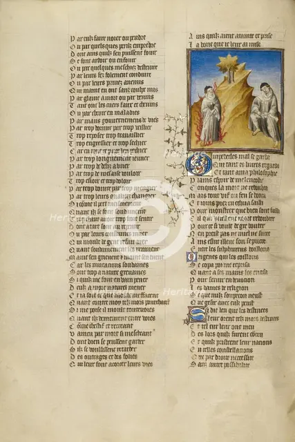 Empedokles Burning in the Crater of Aetna; Roman de la Rose, about 1405. Creator: Unknown.