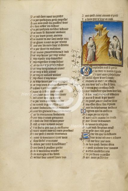 Empedokles Burning in the Crater of Aetna; Roman de la Rose, about 1405. Creator: Unknown.