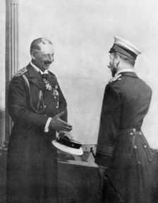 Emperor Welhelm II of Germany greeting Tsar Nicholas II of Russia before the First World War