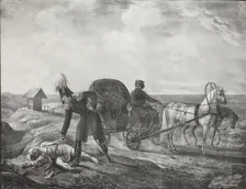 Emperor Alexander I helps a needy person, 1820. Creator: Hampeln, Carl, von (1794-after 1880)