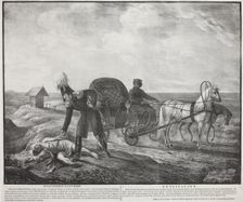 Emperor Alexander I helps a needy person, 1820. Creator: Hampeln, Carl, von (1794-after 1880)