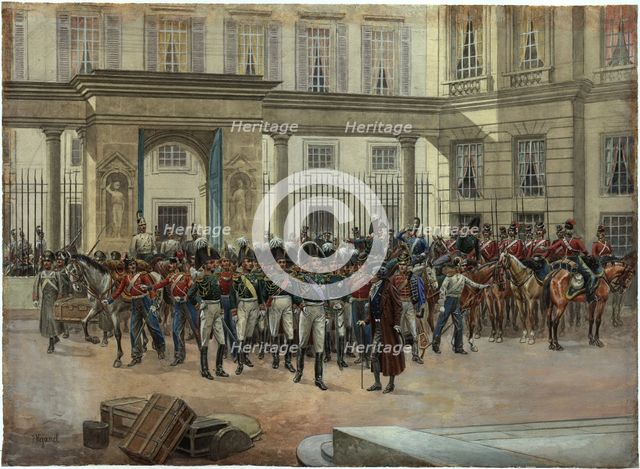 Emperor Alexander I in the courtyard of the Talleyrand's house in Paris.