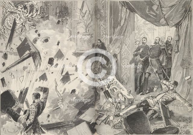 Emperor Alexander II after the explosion, evening of February 17, 1880.  Creator: De Haenen, Frédéric (1853-1928).