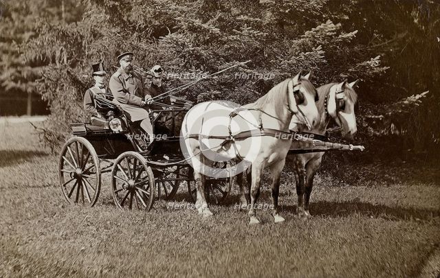 Emperor Alexander III (1845-1894) and Empress Maria Fyodorovna (1847-1928) on a horse carriage. Creator: Anonymous.