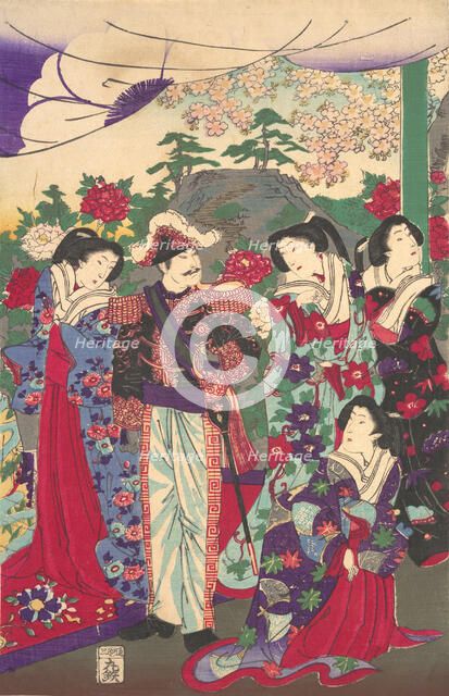 Emperor among Court Ladies, ca. 1880., ca. 1880. Creator: Chikanobu Yoshu.