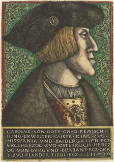 Emperor Charles V, 1520 (1521?). Creator: Daniel Hopfer