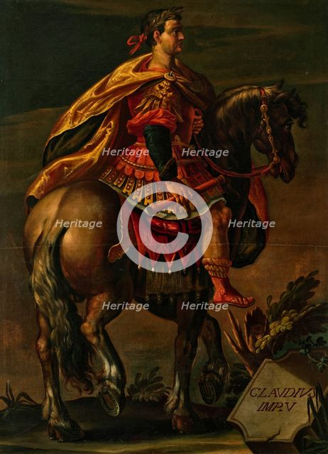 Emperor Claudius on horseback. Creator: Stradanus (Straet, van der), Johannes, (Follower)  .