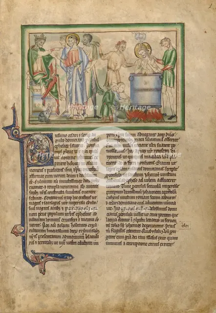 Emperor Domitian Speaking to Saint John the Evangelist and Saint John the..., about 1255-1260. Creator: Unknown.