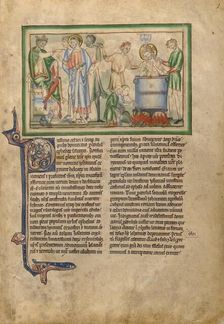 Emperor Domitian Speaking to Saint John the Evangelist and Saint John the..., about 1255-1260. Creator: Unknown