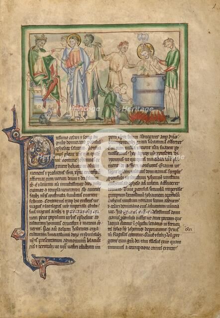 Emperor Domitian Speaking to Saint John the Evangelist and Saint John the..., about 1255-1260. Creator: Unknown.