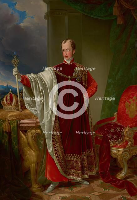 Emperor Ferdinand in the regalia of the Order of the Golden Fleece, 1836. Creator: Johann Nepomuk Ender.