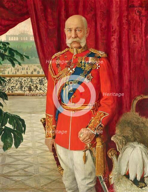 Emperor Franz Joseph I in the dress uniform of a British field marshal, 1913. Creator: Tom von Dreger.