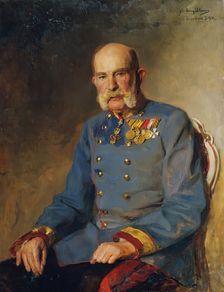 Emperor Franz Joseph I in the service uniform of an Austrian field marshal, 1914. Creator: John Quincy Adams