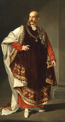 Emperor Franz Joseph I in the regalia of the Order of the Golden Fleece, 1893. Creator: Edmund Polz